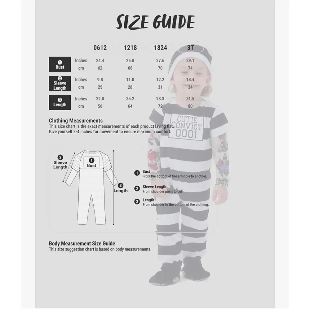 New Spooktacular Creations Toddler Prisoner Costume 3T Cutie Convict Halloween